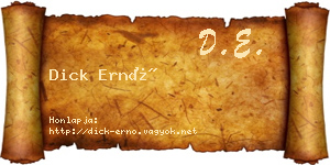 Dick Ernő névjegykártya